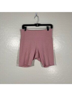 Beach Bunny Shorts Womens Medium Cable Knit Lounge Pink Vacation 8"